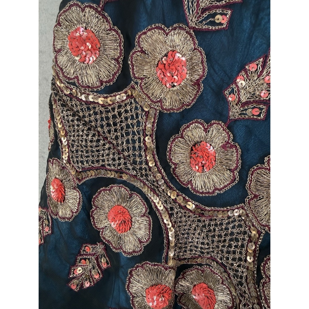 Vtg Lotus Creations Sari Wrap Skirt Sz  M L Festival Boho Fairycore Artsy Sequin - Picture 4 of 7